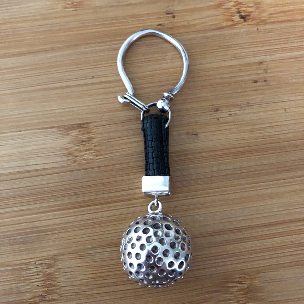 $134 Unique Estate Golfer's Key Chain Sterling Silver 46gr. Marked 925